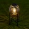 Glitzhome&#xAE; 14.25&#x22; Black Slim Metal Stripes Solar Powered Edison Bulb Outdoor Lantern